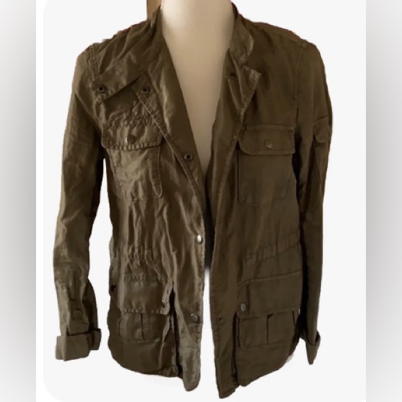 VINTAGE Gap Utility Style Jacket Womens Small Green Button Front Cargo Pockets - Picture 2 of 5